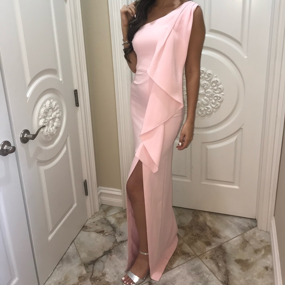 Pink one shoulder dress